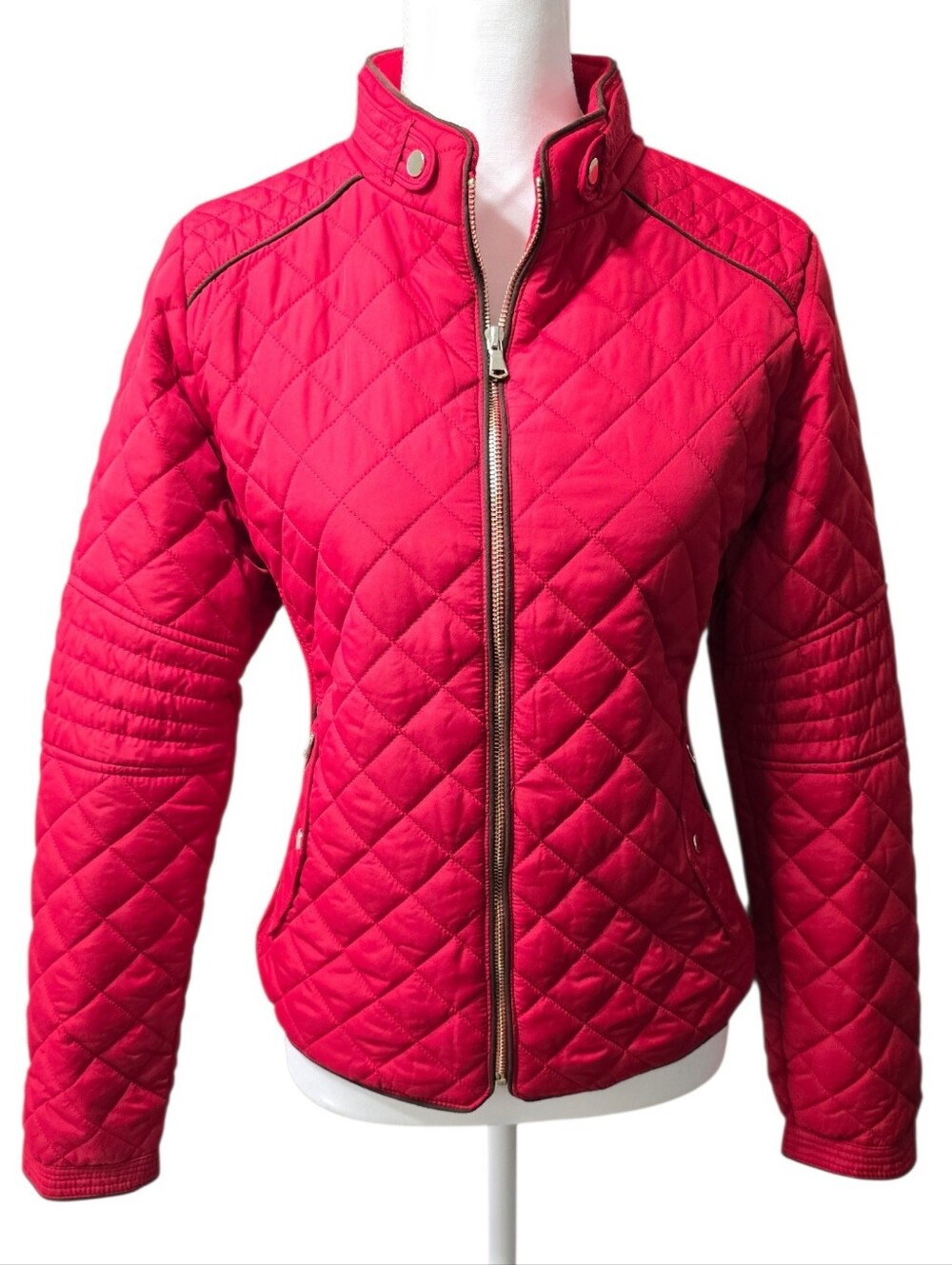 Active USA Quilted Red Zip-Up Puffer Jacket